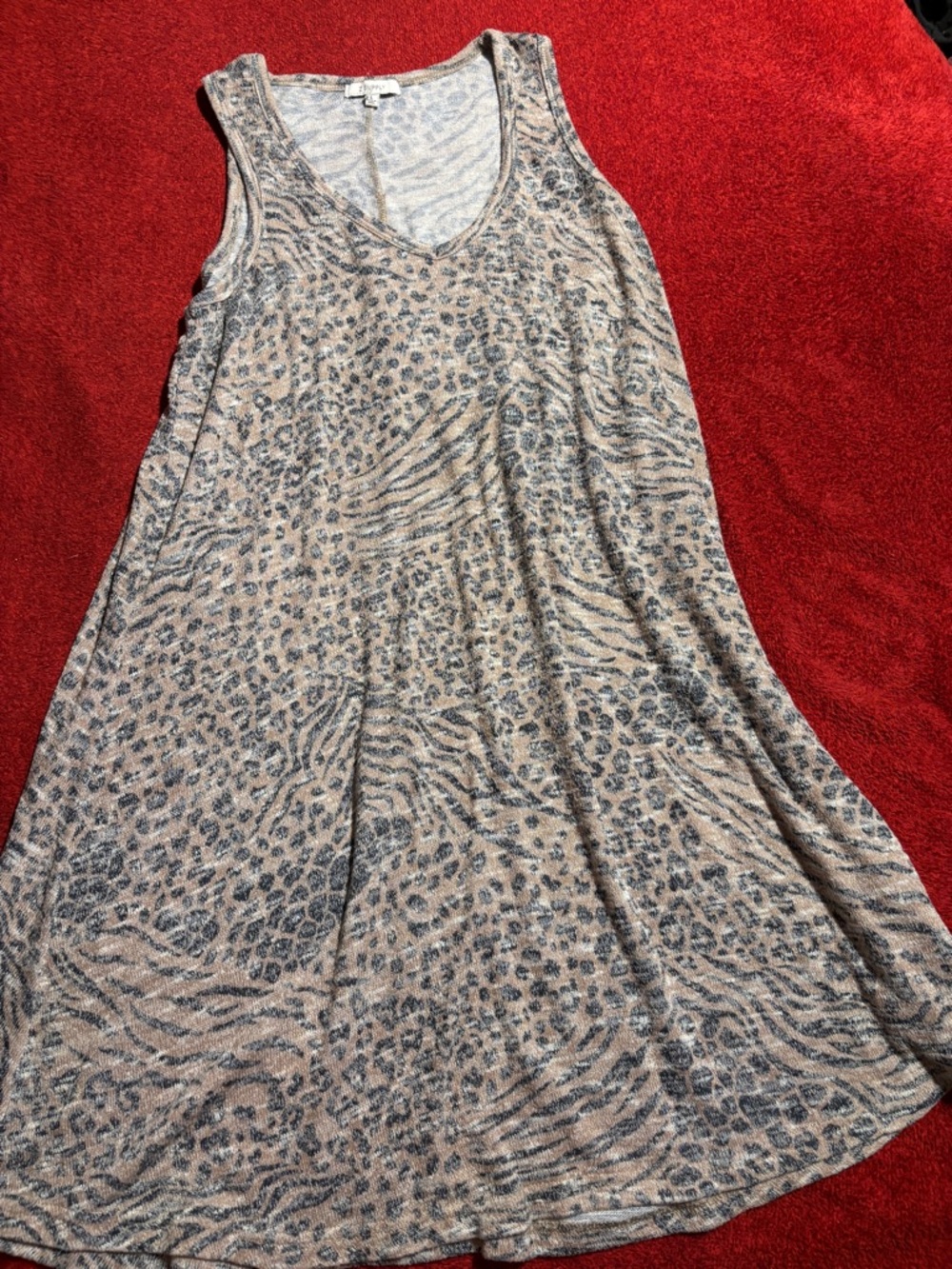 Z Supply Sleeveless Animal Print Swing Tank Dress - Neutral Tones. Size Large